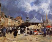 尤金 布丹 : Market at Trouville